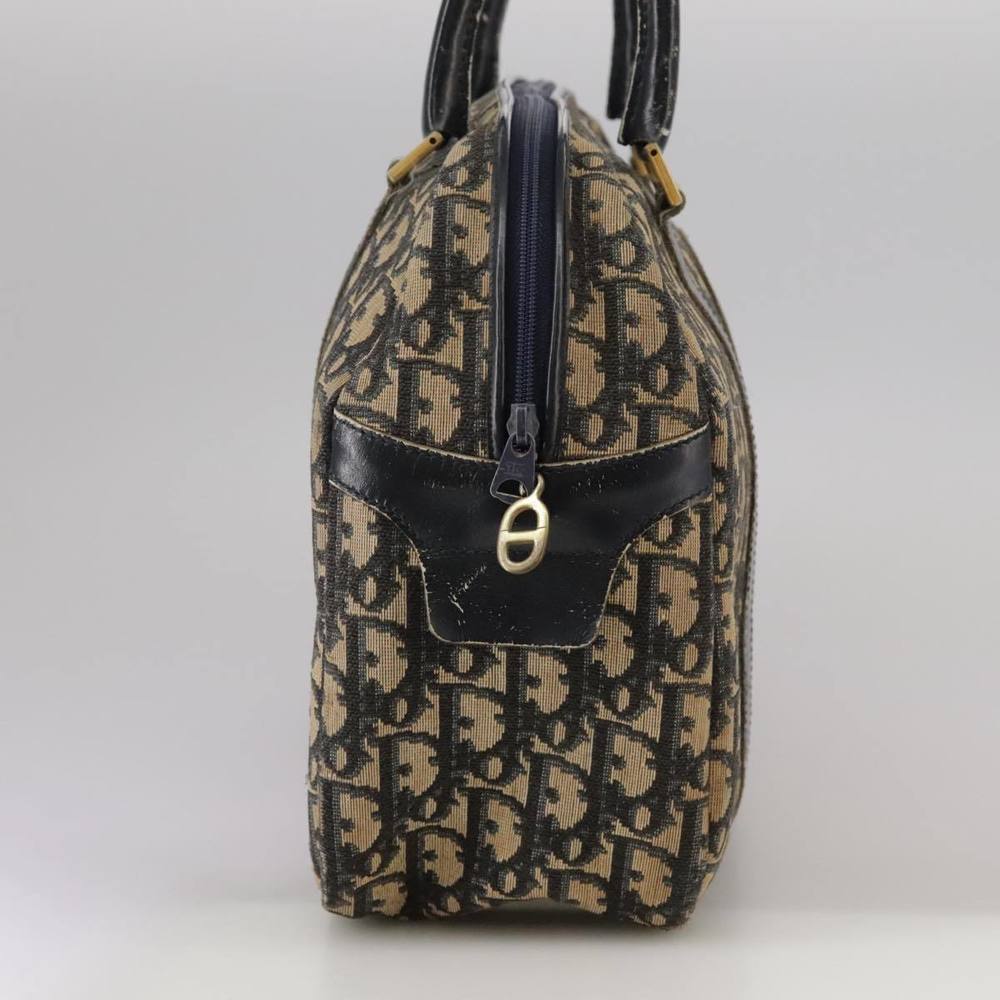 Christian Dior Trotter Canvas Hand Bag Navy Gold Auth 104738 - Picture 5 of 16